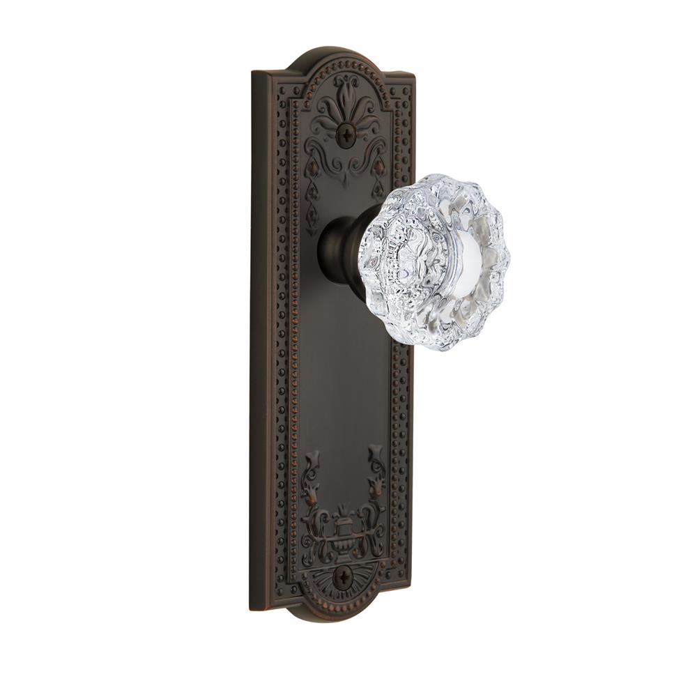 Grandeur by Nostalgic Warehouse PARVER Privacy Knob - Parthenon Plate with Versailles Crystal Knob in Timeless Bronze